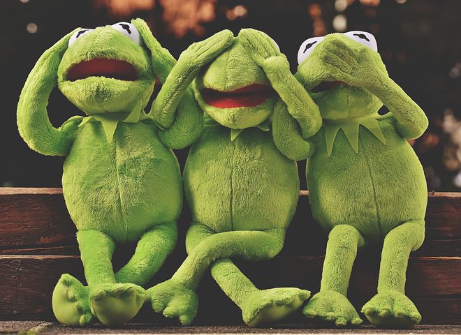 Three Kermit the Frogs: Hear no evil, See no evil, Speak no evil